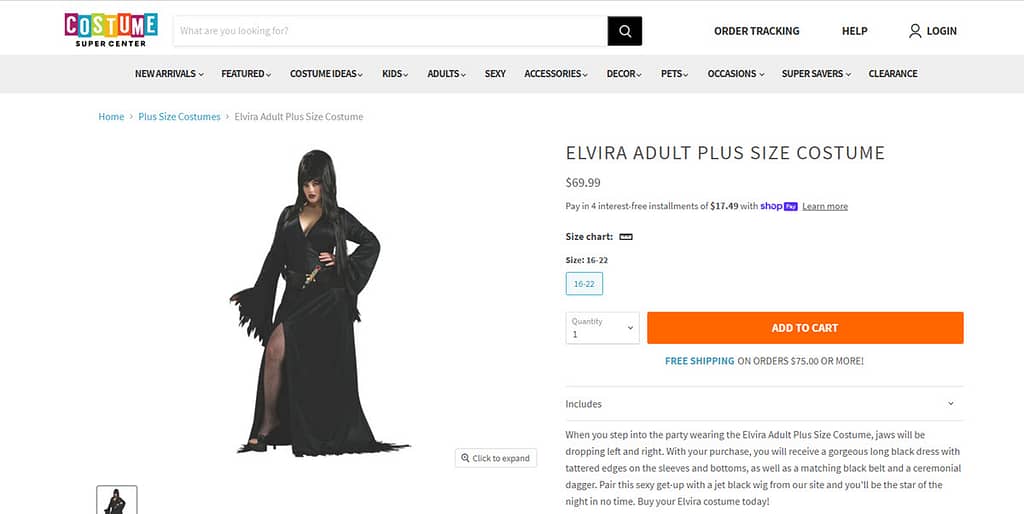 plus size elvira costume 
