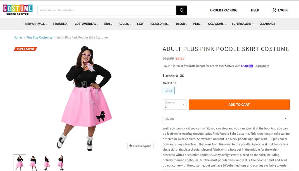 plus size pink poodle skirt halloween costume 