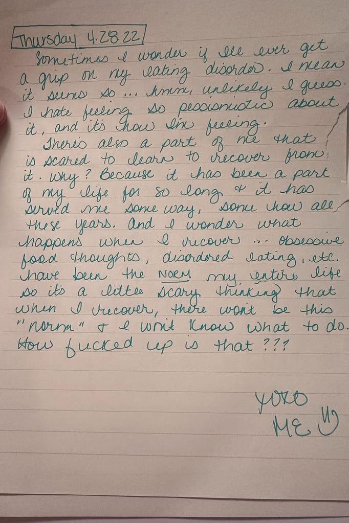 eating disorder journal entry 9
