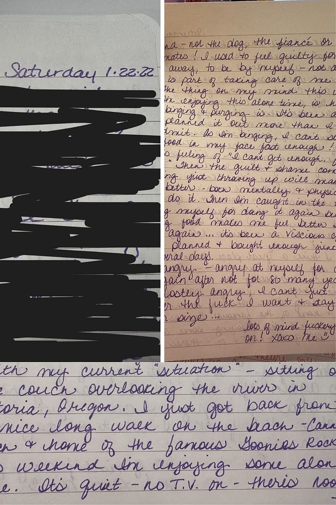 eating disorder journal entry 1 
