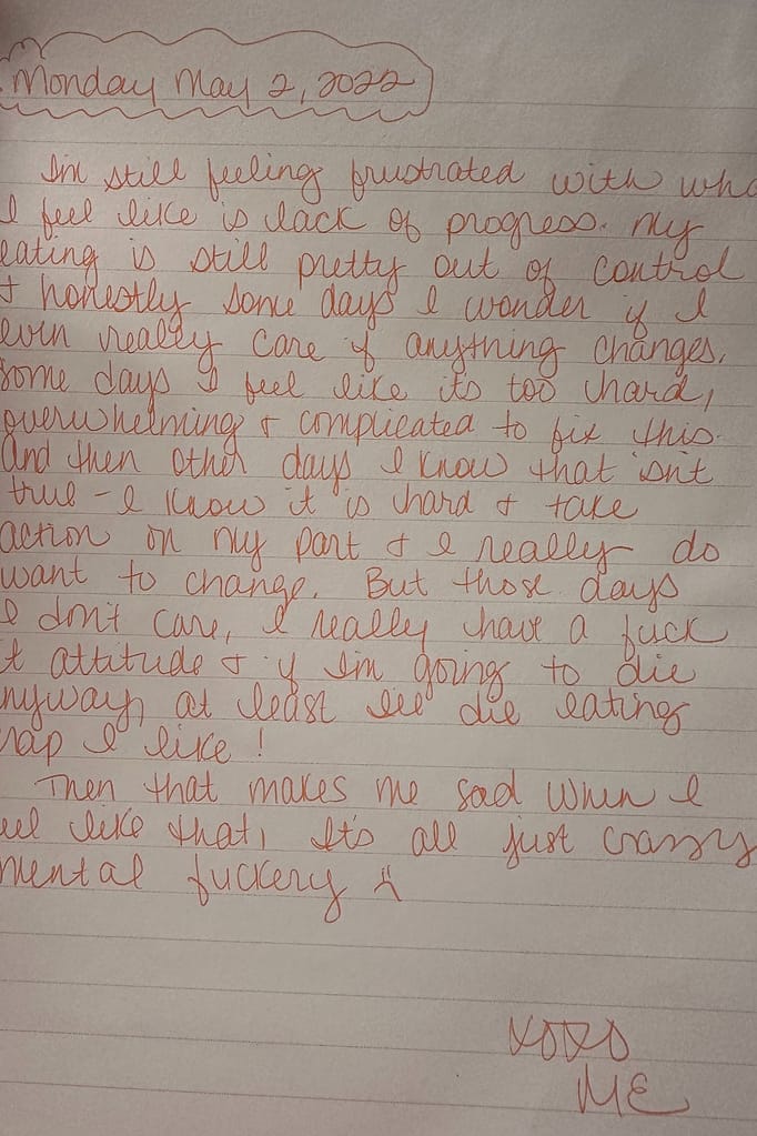 eating disorder journal entry 10