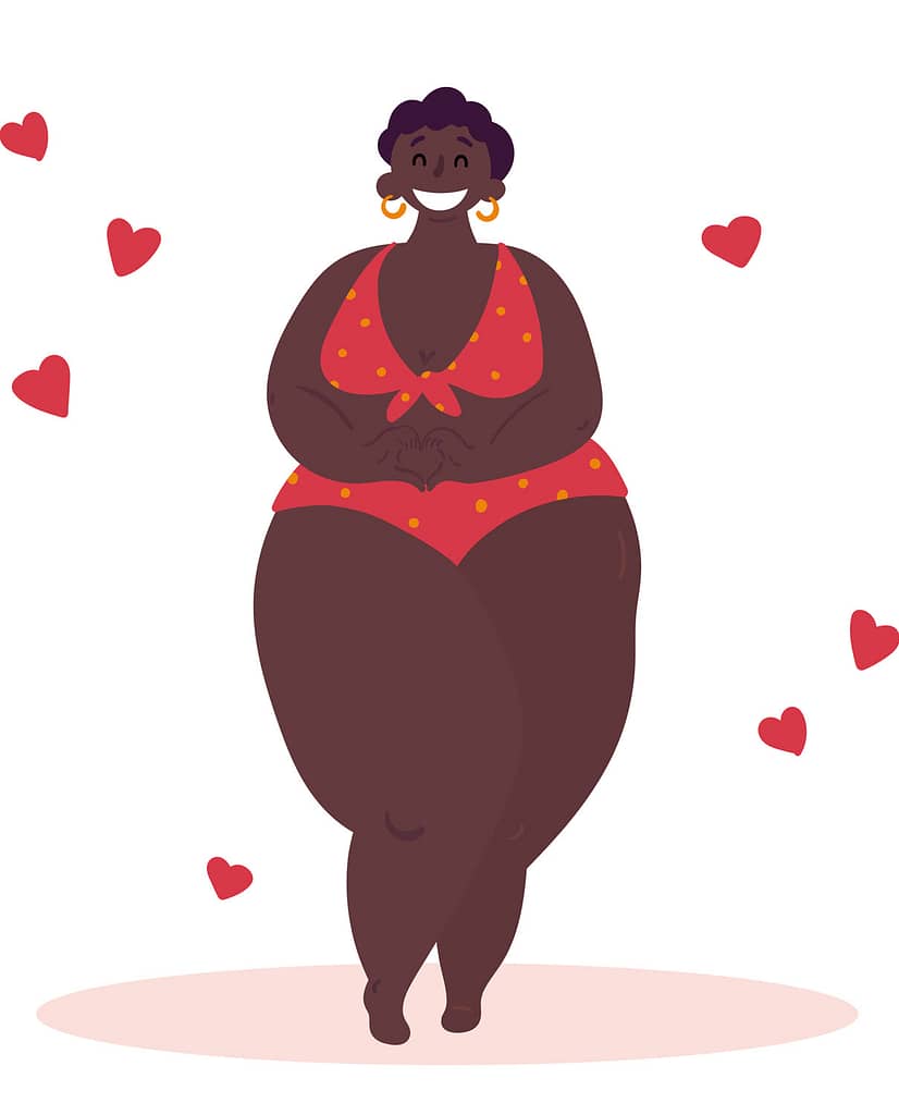 Plus Size Black Woman In Red Bikini Cartoon 