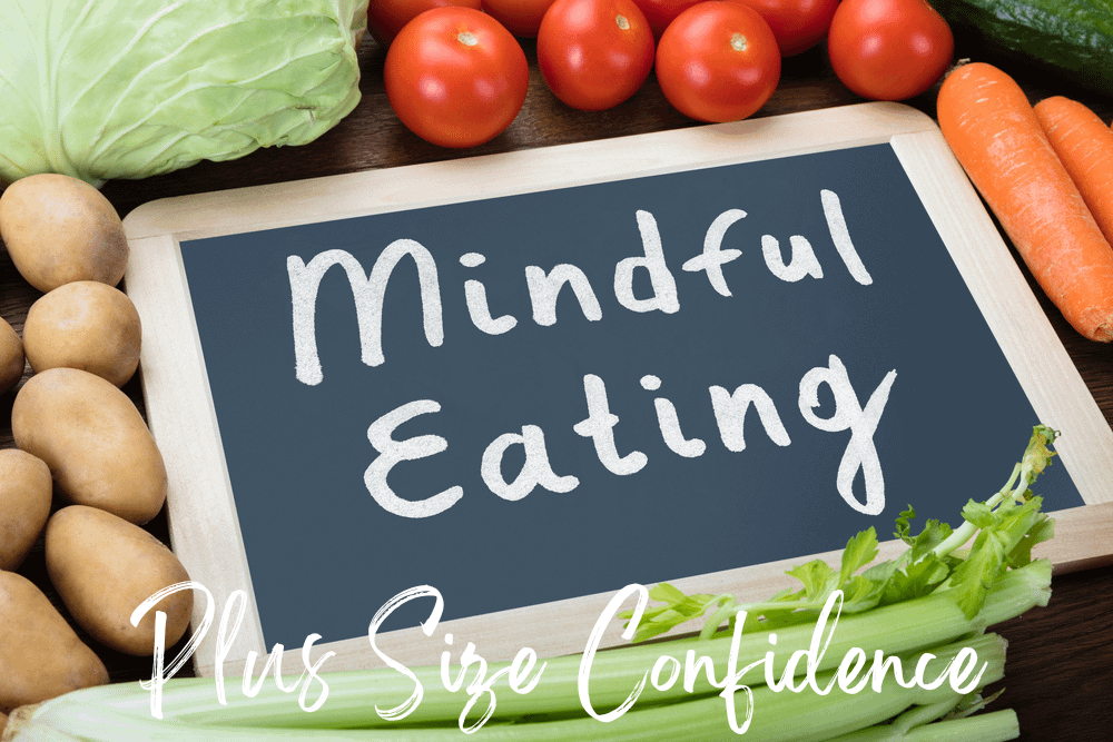 mindful eating chalkboard sign with vegetables 